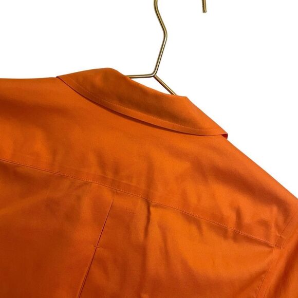 Chico's No Iron Orange Quarter Sleeve Button Down Shirt Size Small - Picture 6 of 8